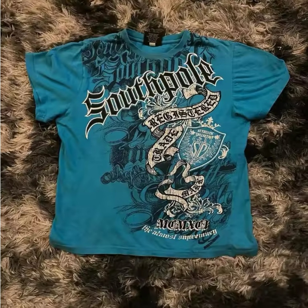South Pole Blue Vintage Graphic Tee Short Sleeve